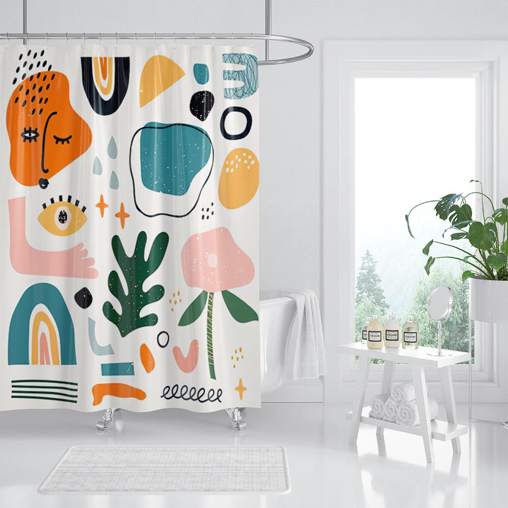 Pop Art Geometric Shower Curtain Fashion Classicl Abstract Colourful Bathroom Curtains Waterproof Fabric Decor Sets With Hooks
