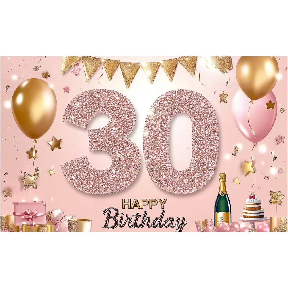 

Birthday Decorations Elegant Custom Banner Birthday Backdrop Glitter Mitzvah Backdrop For Photo Shoot Party L