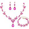 Conjuntos de Joias Colar Floral de Noiva Brincos Pendentes Pulseiras | Lindo Conjunto de Joias de Casamento para Noivas Madrinhas Cristal Festa de Formatura Festa de Regresso a Casa