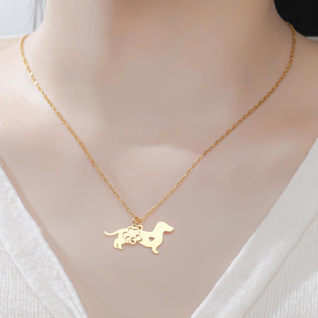 Teamer Claw And Dog Pendant Stainless Steel Necklaces For Woman Man Cute Pet Animal Amulet Minimalist Jewelry Birthday Gne Gifts
