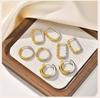 18K Gold Plated Two Tone Earrings for Women, Stainless Steel Earrings, Chunky Thick Dangle Earring Statement Jewelry