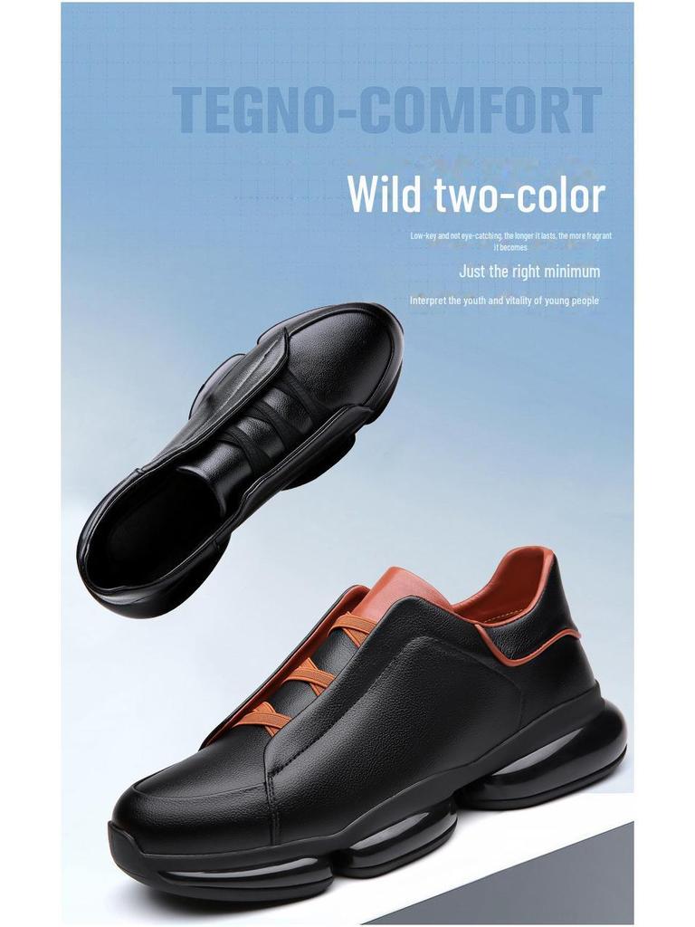 2024 Europäische Herren Schwarze Dicksohlige Spitzschuhe zum Hineinschlüpfen Freizeit