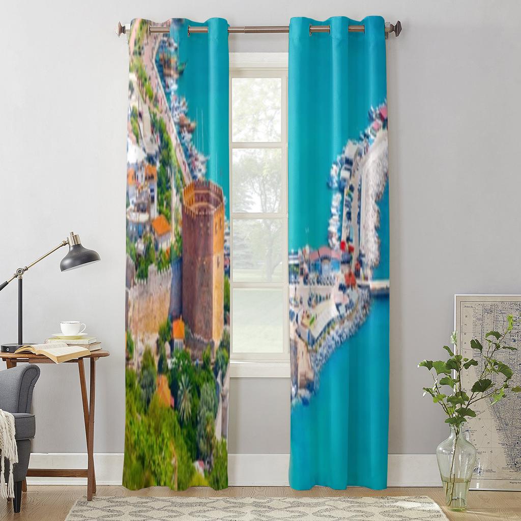 Küstenstadt Bootsfenster Vorhänge für Wohnzimmer Luxus Schlafzimmer Dekor Vorhänge Küchenfensterdekorationen Vorhänge