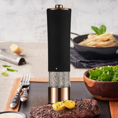 Electric Pepper And Salt Grinder Battery Powered Automatic Spice Mill with Adjustable Coarseness LED Light Kitchen Gadget