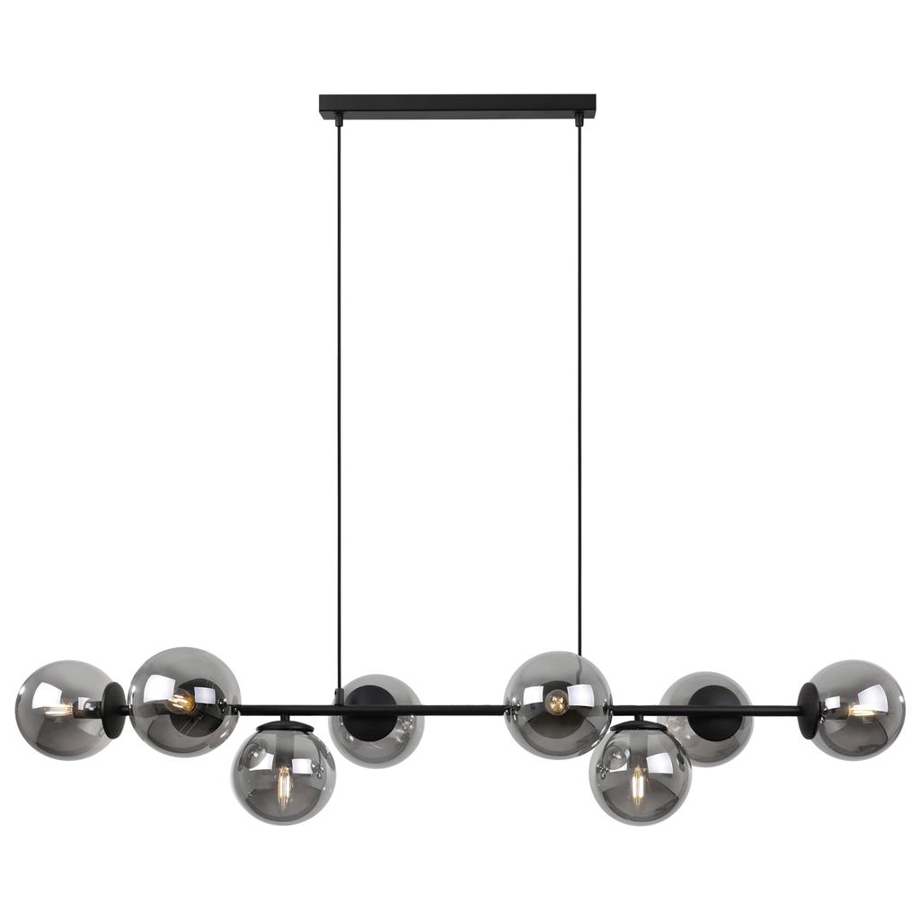 Siena Black Hanging Lamp 8-Flat Graphite Lampshade E14
