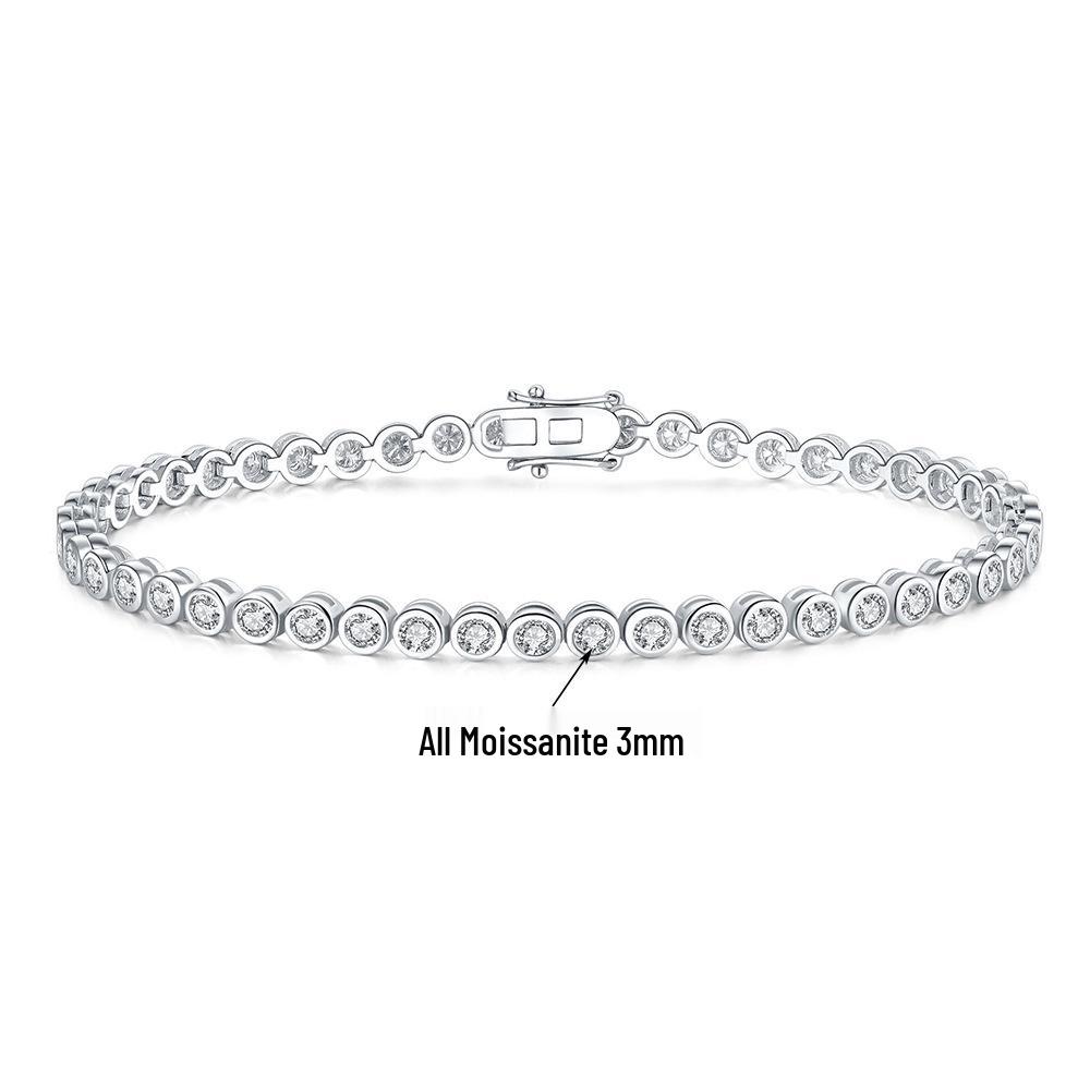 925 Sterling Silver Moissanite Tennis Chain Women's Luxury Bracelet