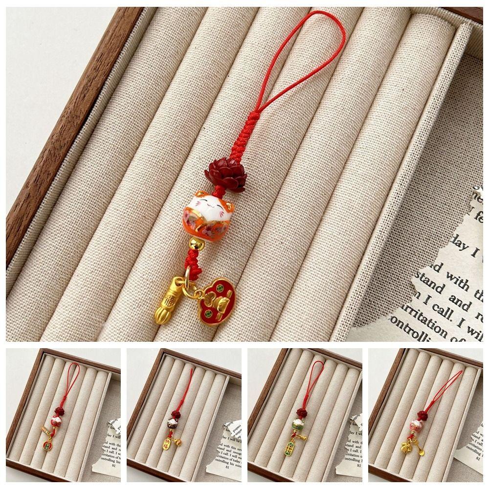 Phone Lanyard Lucky Cat Mobile Phone Pendant Cartoon Lucky Cat Phone Charm  Women