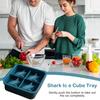 Silicone Ice Cube Mold Shark Shape 4-Grid Flexible Non-Stick Ice Tray for Whiskey Cocktails Juices BPA-Free Dishwasher Safe Multi-Purpose Mold