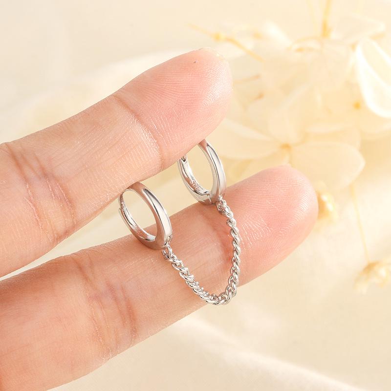Double-Ear Buckle Women's Simple Temperament Personality Circle Earrings