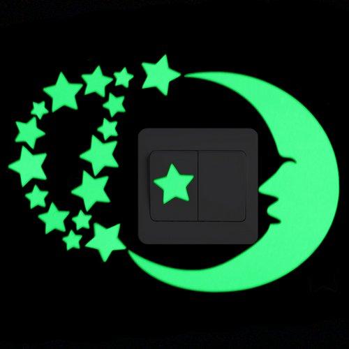 Switch Decoration Luminous Stickers Kids Room Wall Laptop Fridge Desk Car Home Decor Vinyl Decal Car/Fairy/Moon Stars/Bulb/Dog..