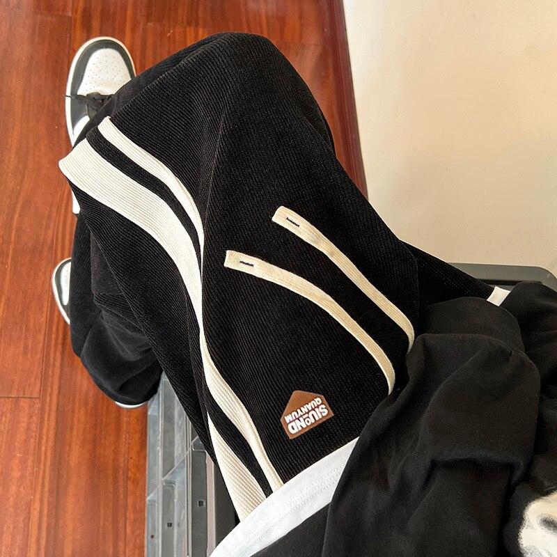 Luźne spodnie dresowe w paski dla mężczyzn spodnie z prostymi nogawkami moda hiphopowy sweter spodnie Harajuku Casual dna Y2K męskie ubrania