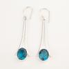 Oval Natural Apatite Wife Gift Anniversary Drop Earrings Jewelry Sterling Silver EE-136-3