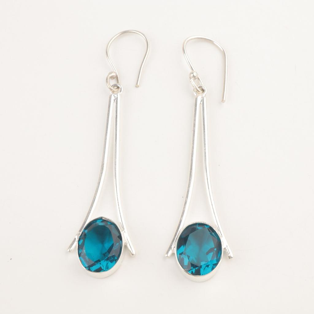 Oval Natural Apatite Wife Gift Anniversary Drop Earrings Jewelry Sterling Silver EE-136-3