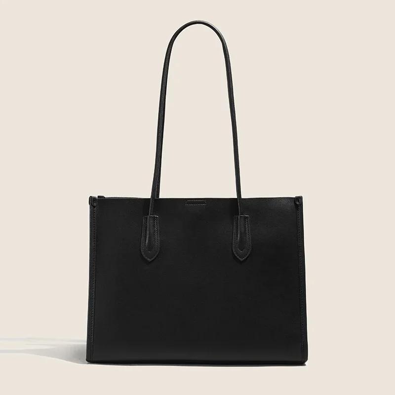 

High Quality Pure Cowhide Leather Large Capacity Shoulder Bag Water Proof Shoulder Bag Ladies Bag Accessories 34x11x25cm чёрный