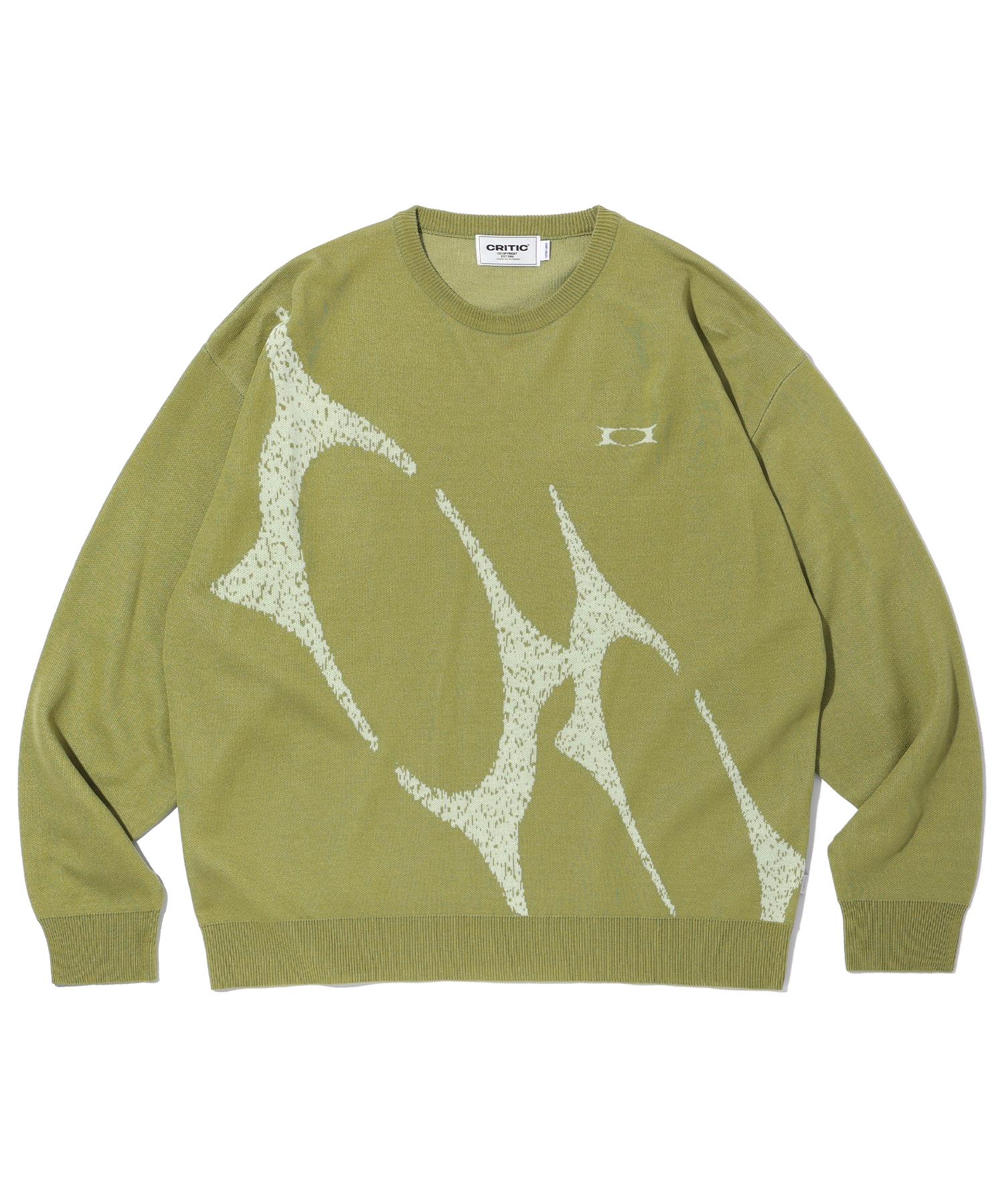 Critic Wormhole Logo Jacquard Knit Olive Olive/Xl