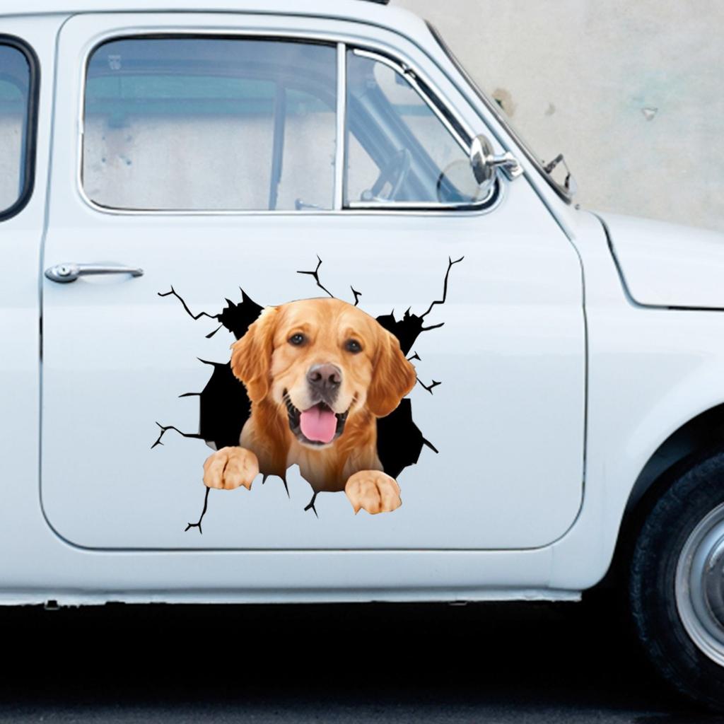 3D Dog Crack Sticker PVC Plastic Sticker Car Window Decal Laptop Funny Decals