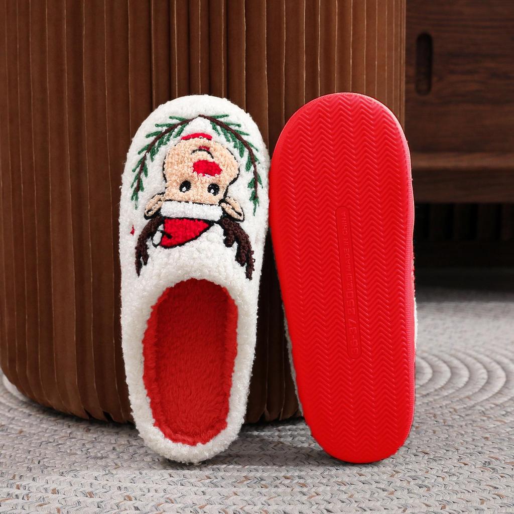 Vánoční Grinch bavlněné pantofle pro muže a ženy - Útulná zimní chlupatá obuv