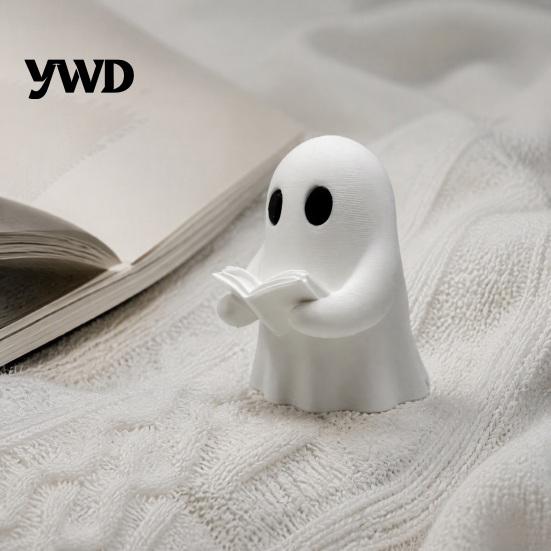 Small Ghost Statues for Desks Halloween Mini Reading Book Ornament, 3D Printed Cute Little Sturdy Figurines Figurine, Durable PLA Creative Bookshelves