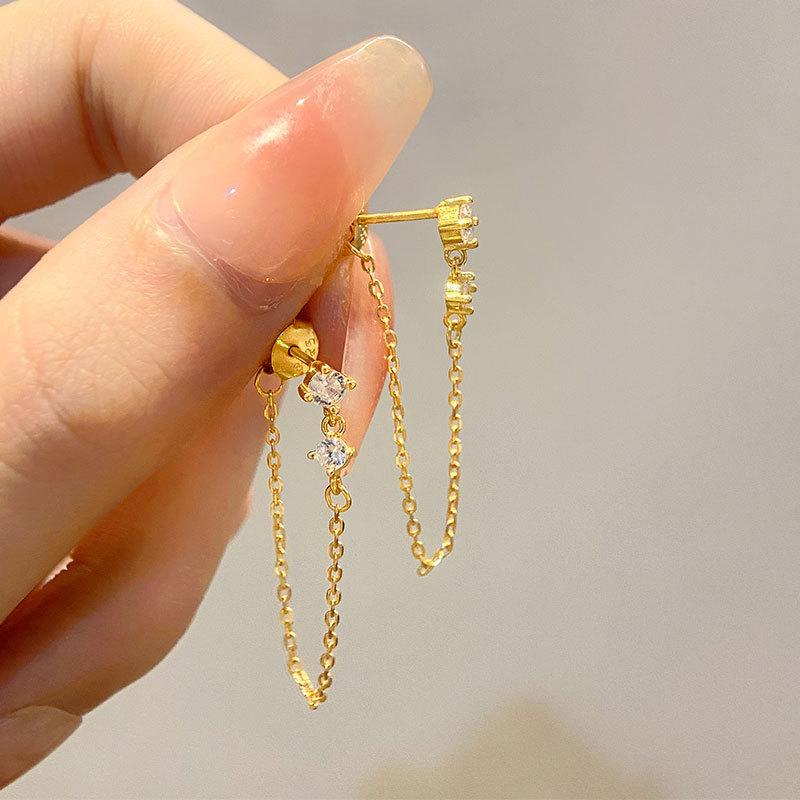 

Серьги-кисточки с цепочкой сзади, длинные, женские, нишевый дизайн, трендовый