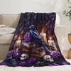 Skull & Raven Flannel Blanket - Gothic Gift Throw for Family/Friends, Multi-Use for Sofa/Nap/Travel/Camping