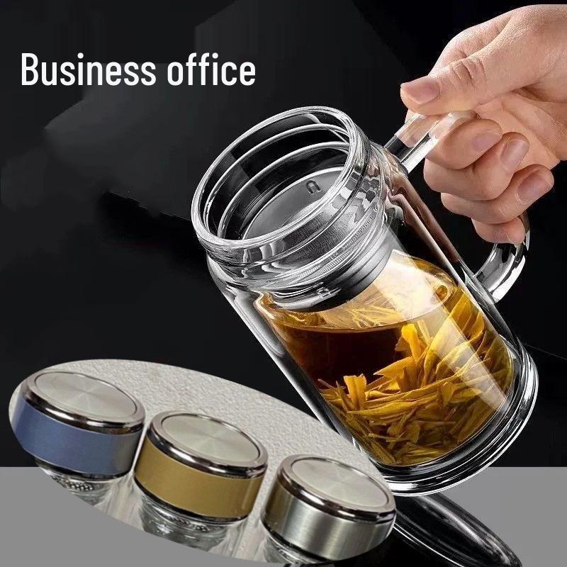 Custom Logo Double-Layer Glass Cup with Burned Cloud Pattern and Screw Cap – Ideal Gift for Events