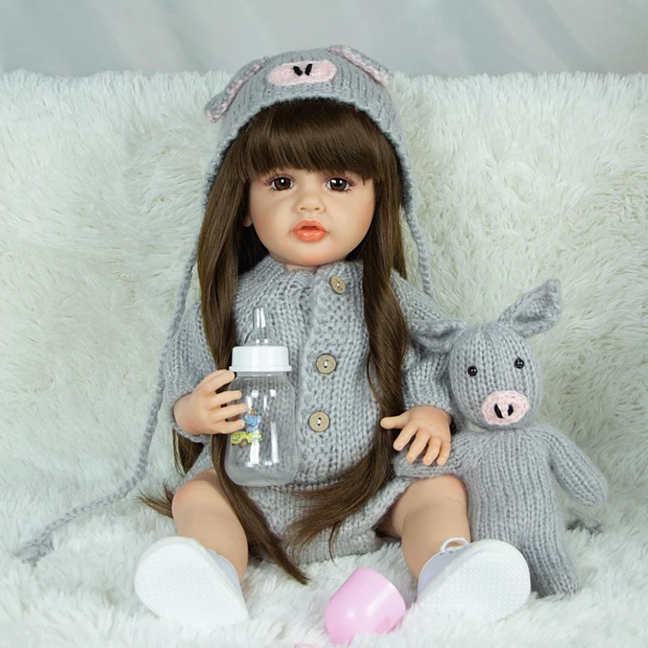 22 inch Reborn Baby Doll Cosplay Porc Vinil Silicon Complet KEIUMI Păr lung Nou-născut Papuși Reborn Copii Cadouri de Zi de Naștere