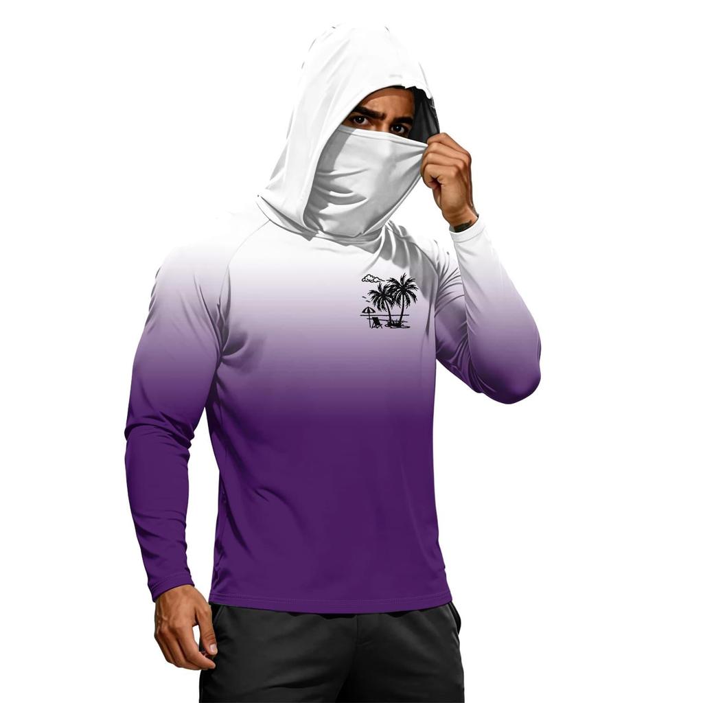 Camiseta de Manga Larga de Verano para Hombre de Secado Rápido con Capucha Protección Solar UPF50+ Ligera Transpirable para Fitness Deportes al Aire Libre