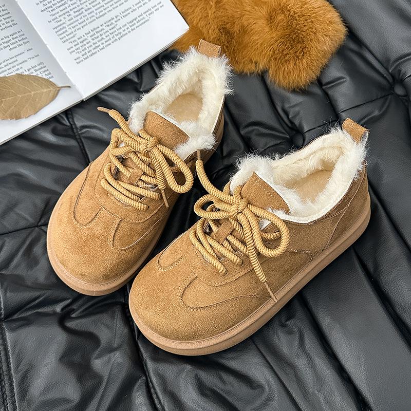 Women's Fur One Thick Bottom Heightening Winter Lightweight Padded Warm Snow Boots Non-slip Wear Leisure Sports Shoes Fur Cotton Shoes