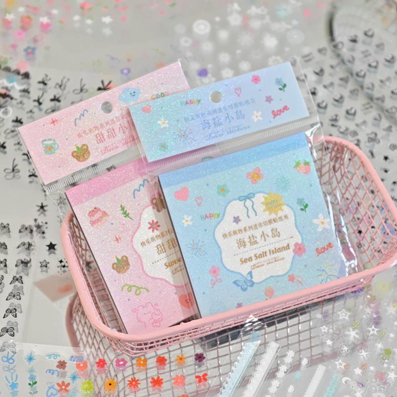28Sheets/Book Cute Mini Graffiti Cut Film Sticker Book Creative Handbook Diy Picture Book Phone Case Nail Art Decoration Sticker