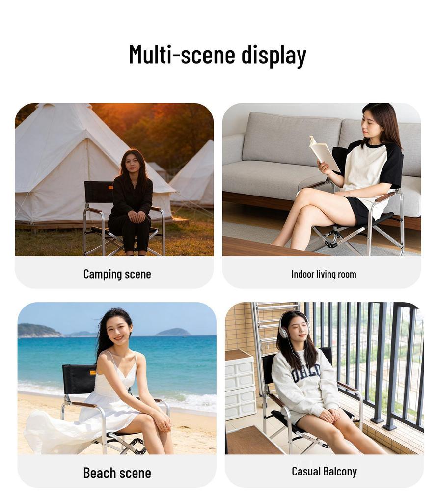 Mountain Guest Director Chair: Portable Audiovisual Car Show Folding Chair with Backrest for Outdoor Camping, RV, Leisure, and Fishing