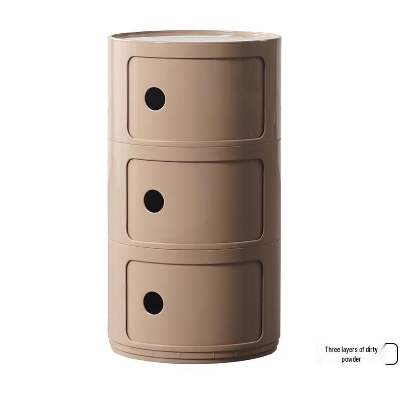 Nordischer runder weißer minimalistischer Nachttisch - Moderner Mini-Seitenkasten aus Kunststoff