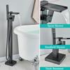 Matte Black Waterfall Bathtub Faucet Floor Standing Bathroom Bath Shower Set Hot and Cold Bath Tap Mixer With Handshower