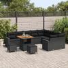Ensemble de Canapés de Jardin de 12 Pièces avec Coussins Rotin Poly Noir Acacia., Ensemble de Salle à Manger de Jardin de 3 3361649