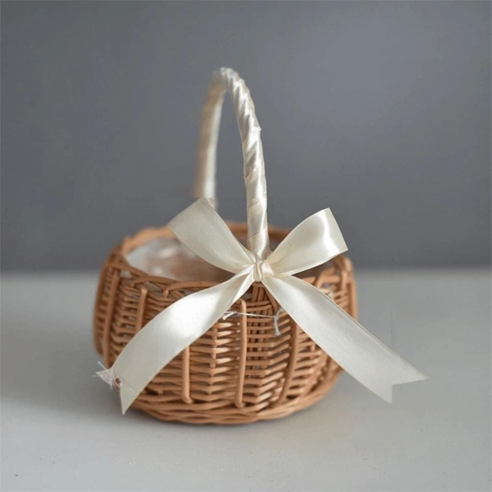 New Hand-woven Wicker Basket with Handle Vintage Storage Basket Multi-Use Hand-woven Basket Home Decor S