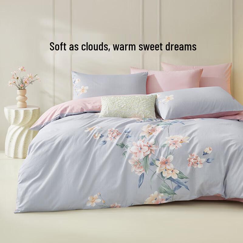 LOVO Pure Cotton Bedding Set Flat Sheet Style 3-piece Set (Duvet 150*215cm)