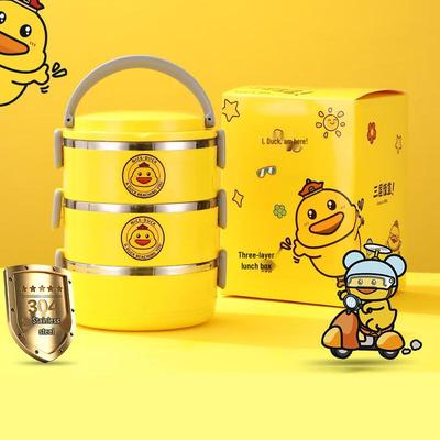 Mehrschichtige isolierte Lunchbox mit kleiner gelber Ente