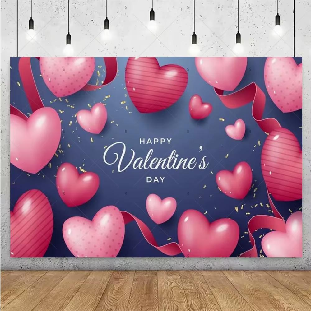 Balloon Red Love Heart Rose Background Happy Valentines Day Backdrop Supplies Valentines Day Party Decoration Photo Shoot Pro