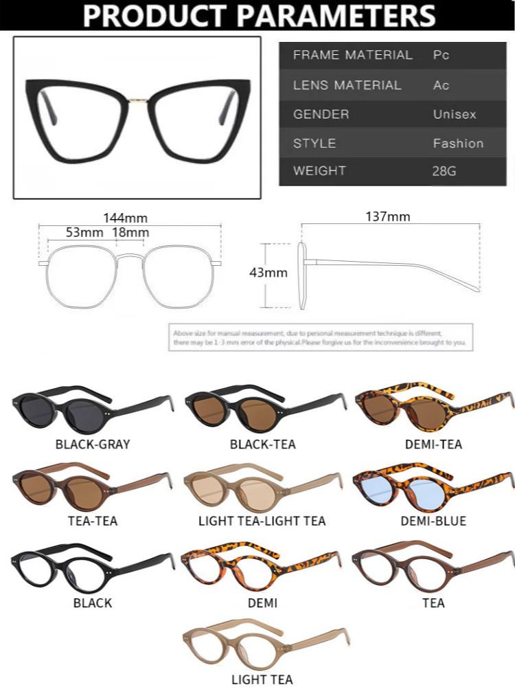 New Small Oval Sunglasses Men Women Vintage Fashion Brand Designer Glasses Sun Shades Driving Eyewear Eil Homme