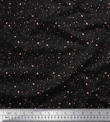 Black Japan Crepe Satin Fabric Brush Stroke Abstract Decor Fabric Printed Metre 42 Inch