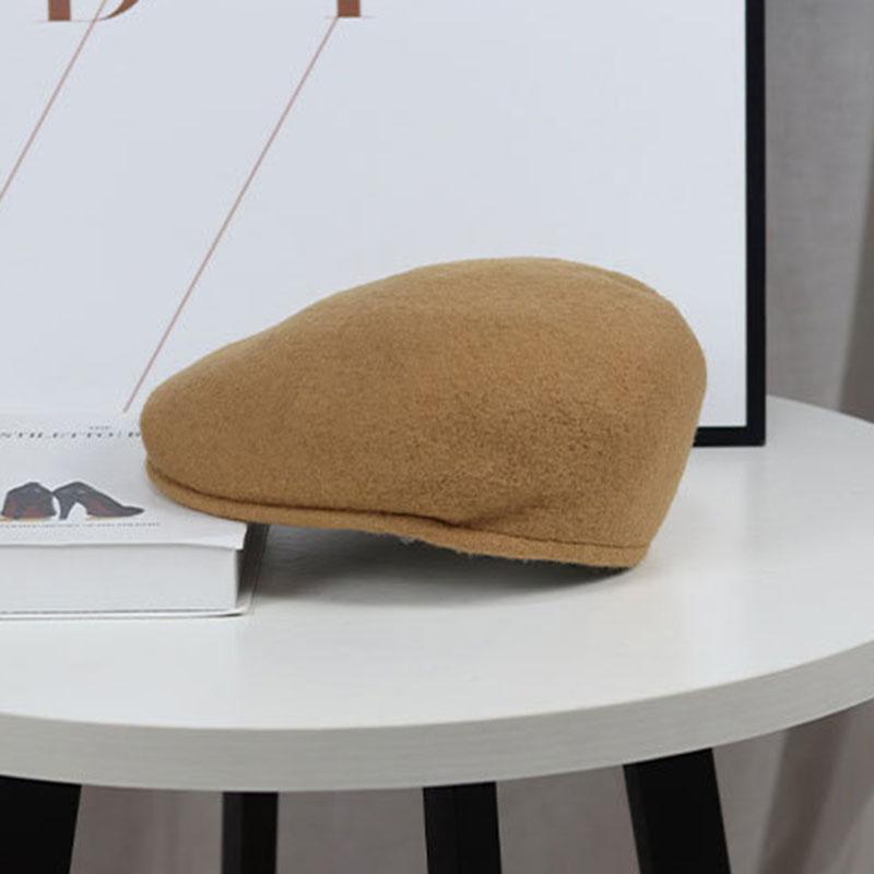 Herbst und Winter Wollvisierhut für Damen 2022 Schirmmütze Vintage einfarbig lässig Malerhut Reverse-Baskenmütze