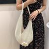 Solid Color Knitting Shoulder Bag Flower Large Capacity Bohemian Crochet Tote Bag Versatile Hollow Out Casual Woven Handbag