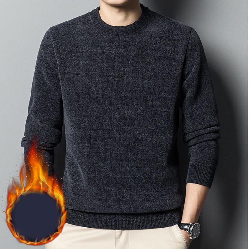 

Men s Thickened Sweater Knitted Sweaters Men Solid Fleece Crew Neck Warm Casual Top Pullover Male Knitwear Oversize 4XL 4XL