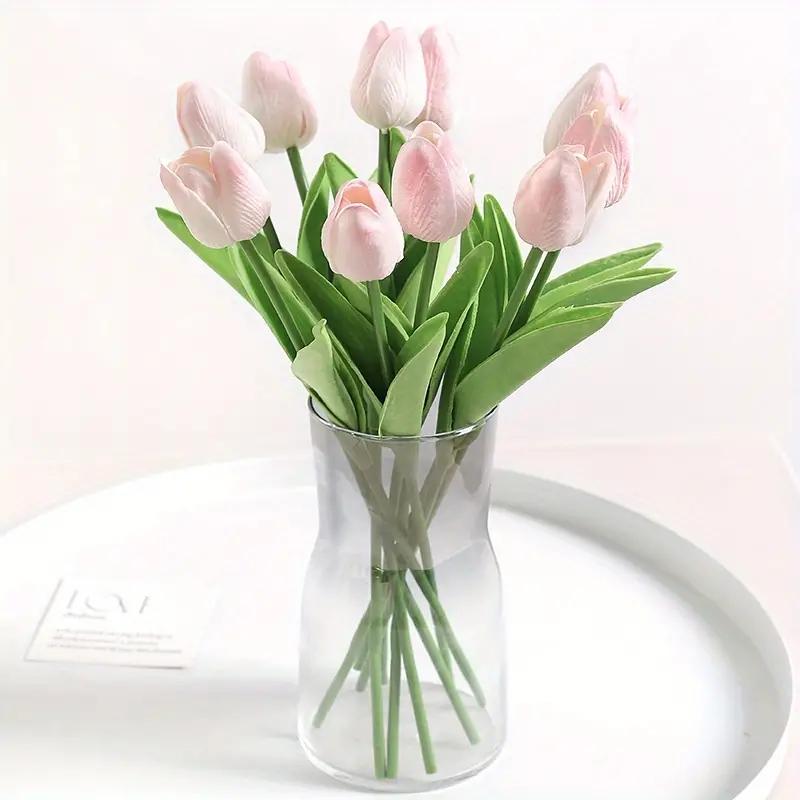 

10PCS realistic artificial tulip bouquet DIY home decoration decorations светло-розовый
