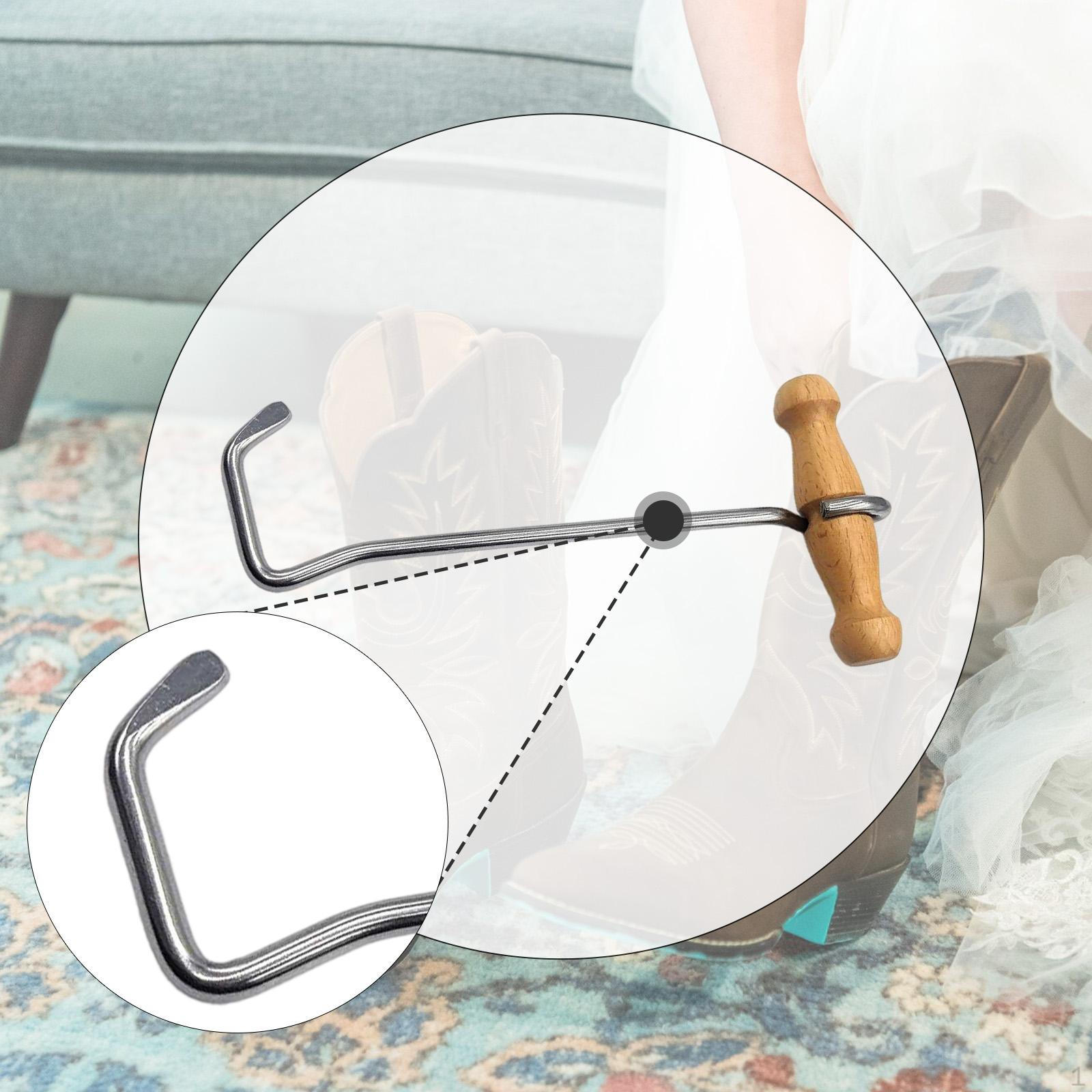 

Adult Boot Hook with Wooden Handle - Threading Tool