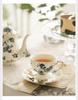 French Retro Blue & White Ceramic Tea Set: Cup, Saucer, Teapot for Elegant Afternoon Tea