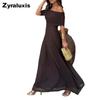 Autumn New Arrivals Women's Elegant One-Shoulder Semi-Sheer Dress Long Gown