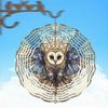 1pc Hanging Wind Chime, White Face Grass Owl Pattern Metal Mandala Wind Spinner, No Battery Needed, Decorative Outdoor Garden Ornament, Ideal Gift