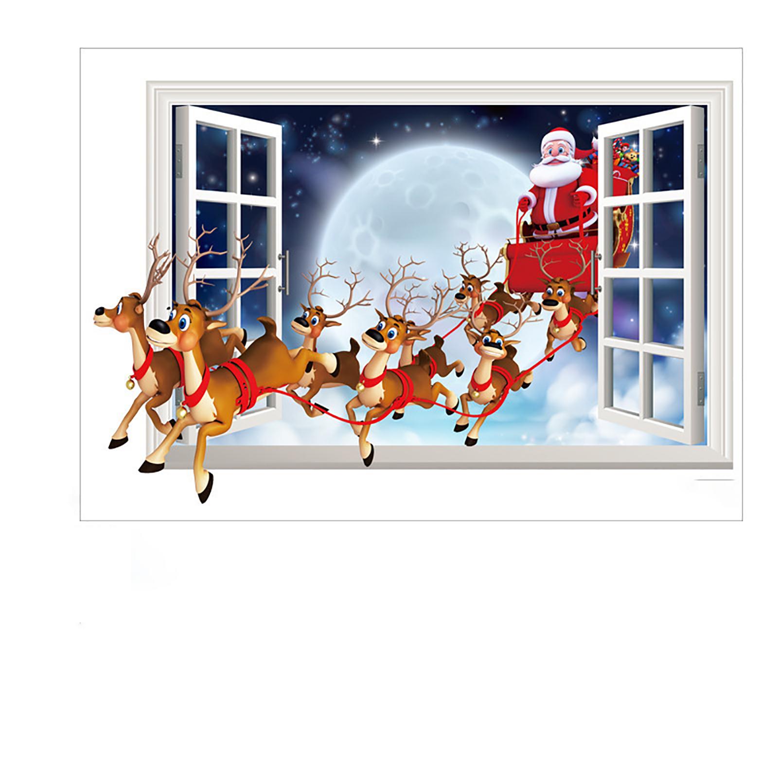 

Рождественские наклейки на стену Визуальный эффект Подарки Наклейки для украшения стен гостиной Обои One Size