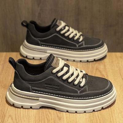 Autumn Men'S Shoes Martin Boots Men'S Short Boots Trendy Platform Leather Shoes Tooling Shoes Sports Casual Board Shoes