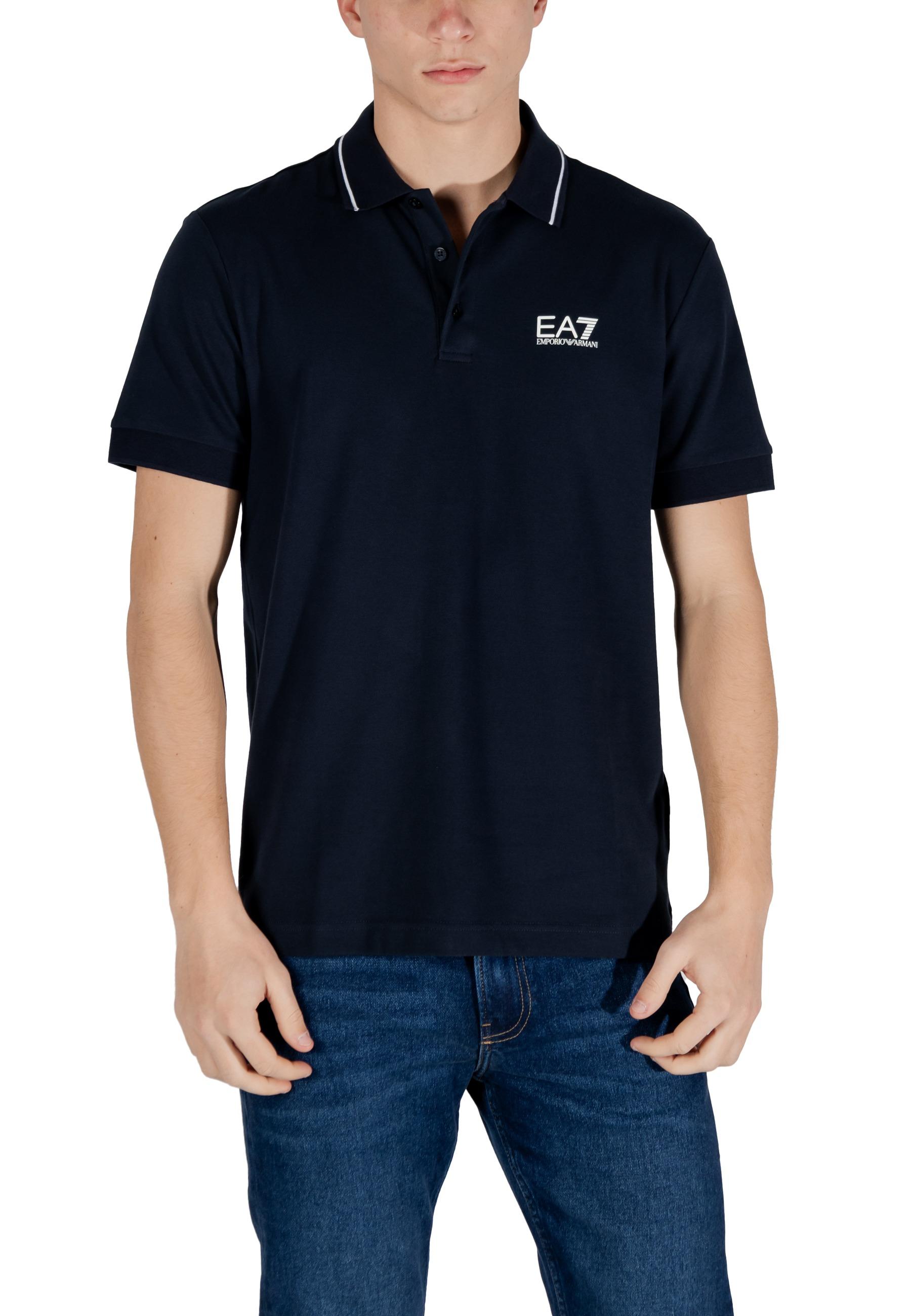 Emporio Armani Ea7 - Dunkelblaues Poloshirt Mit Weißer Paspelierung - Tops - Herren - Blau - S - Bild 3